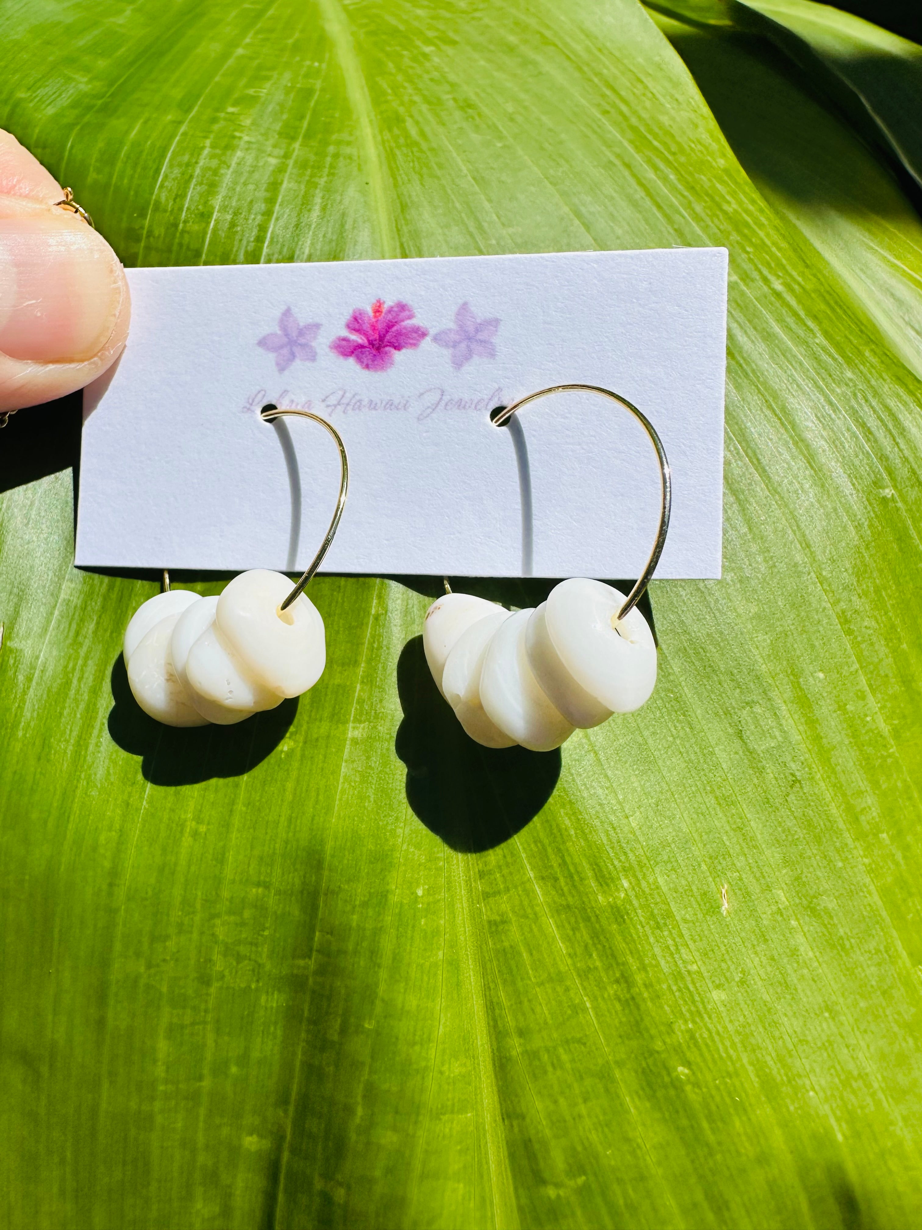 White Puka Shell Hoops