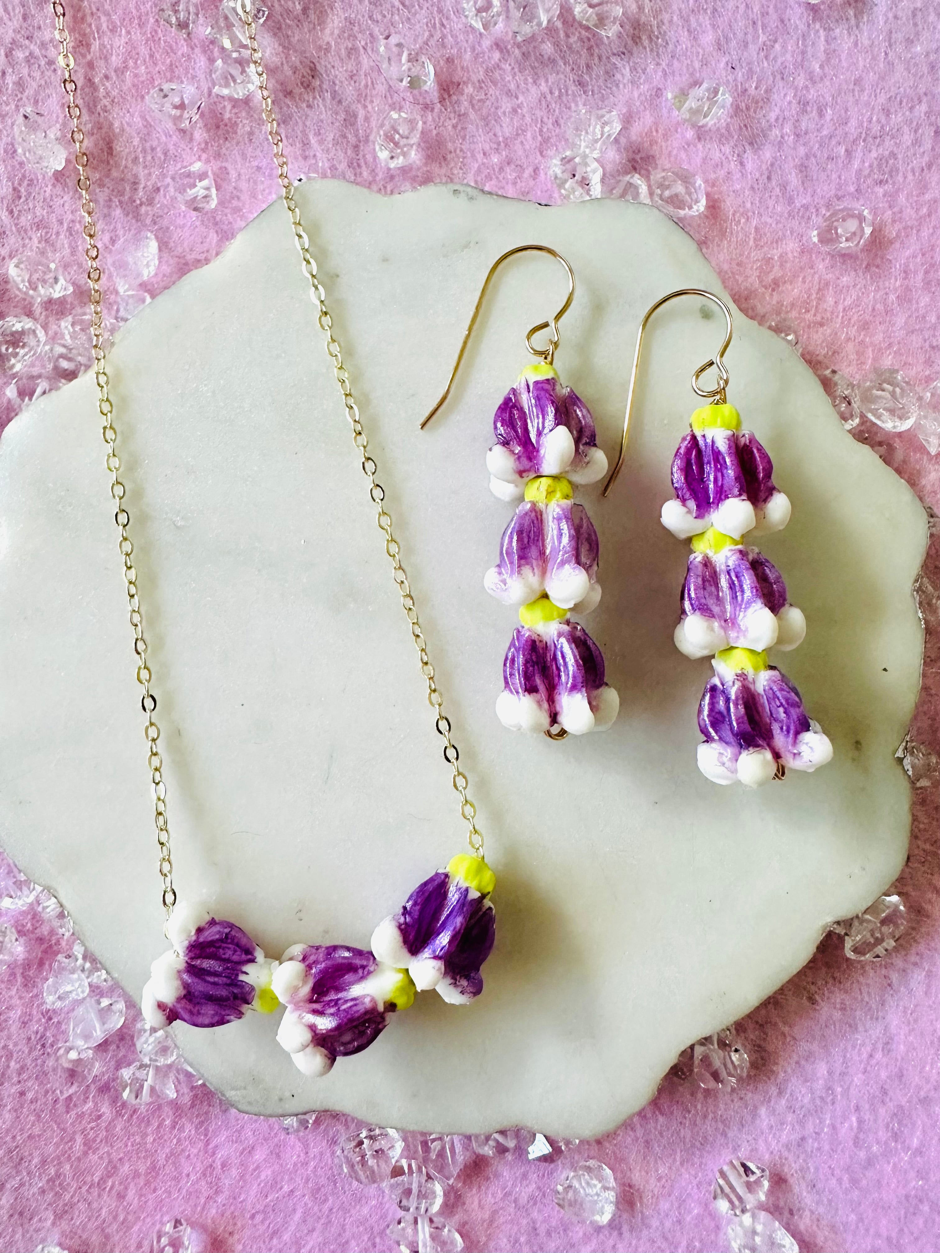 Shinny Purple Crown Flower Earrings