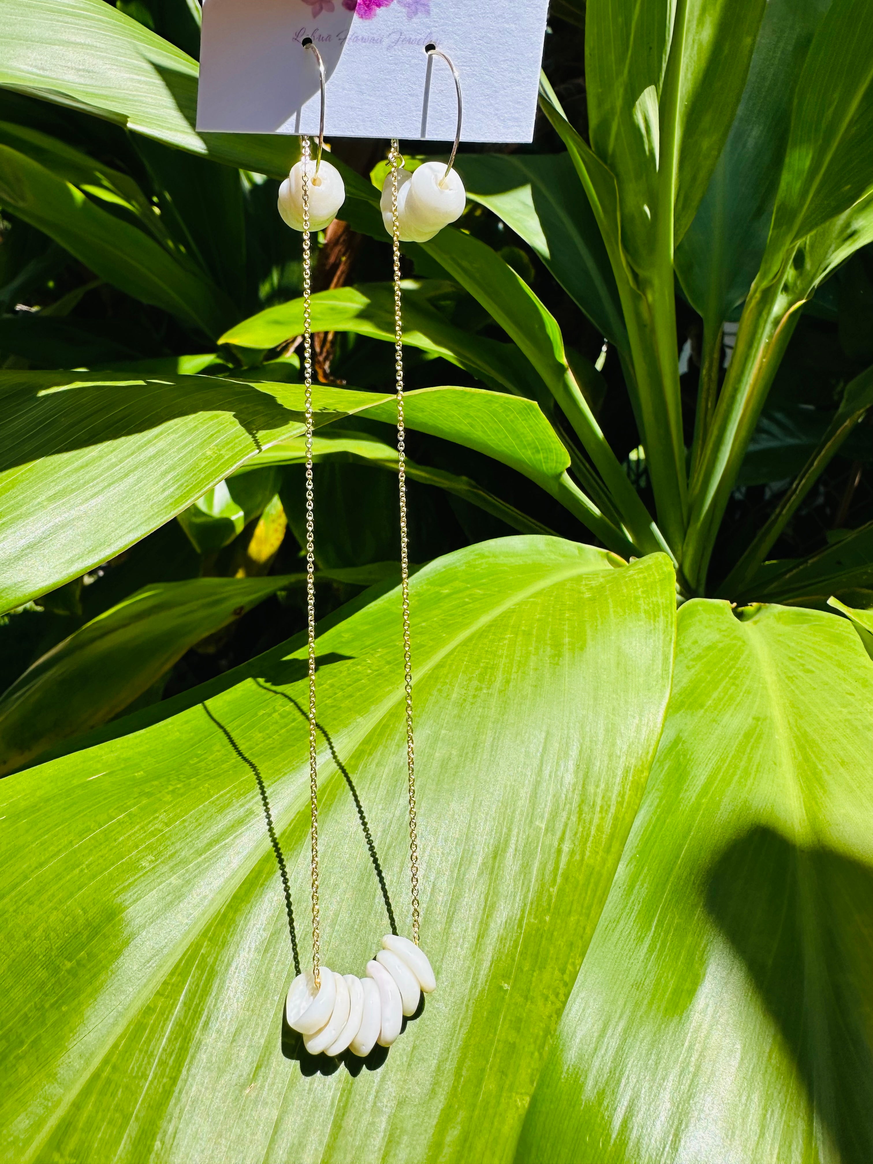 White Puka Shell Hoops
