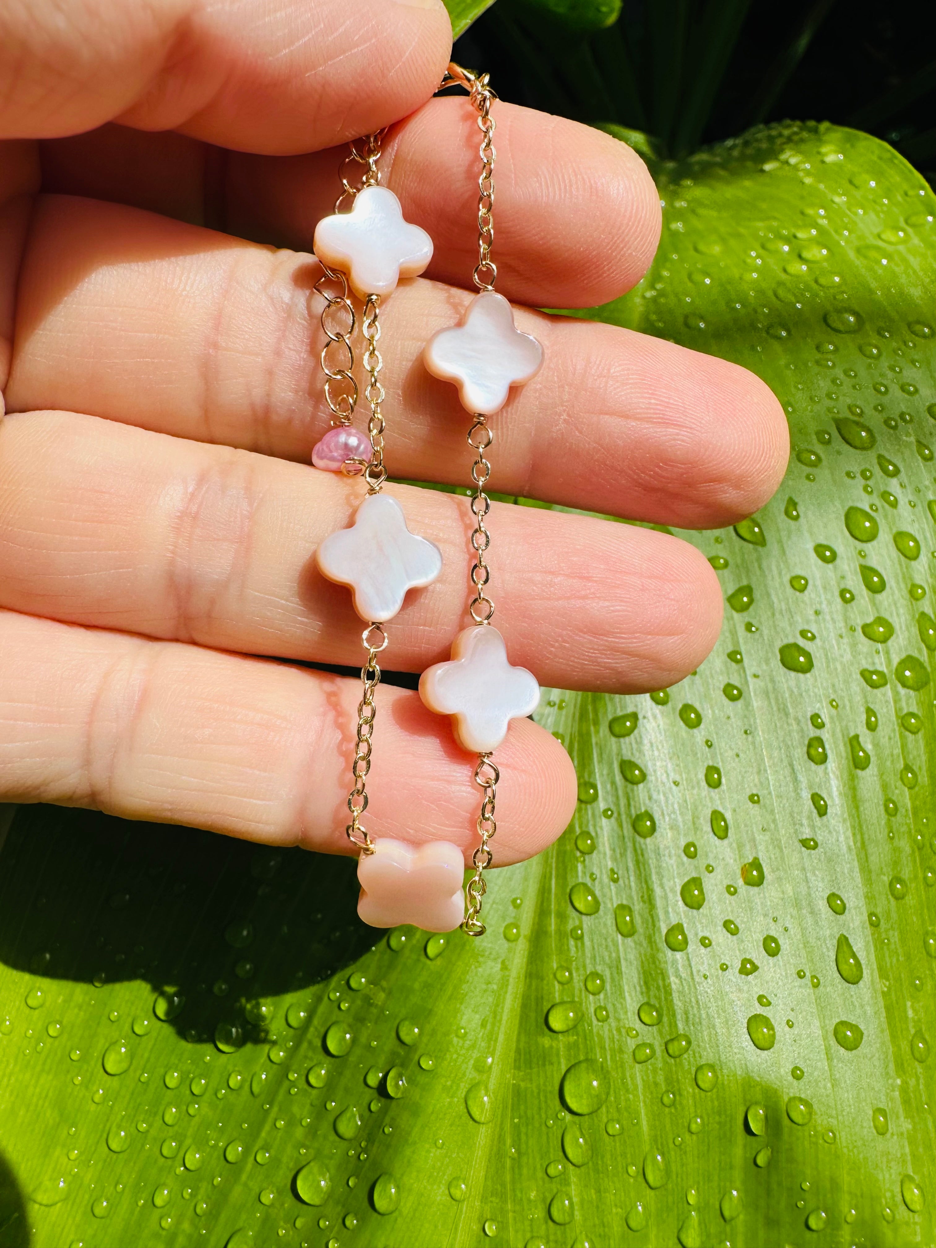 Pink Clover Shell Bracelets