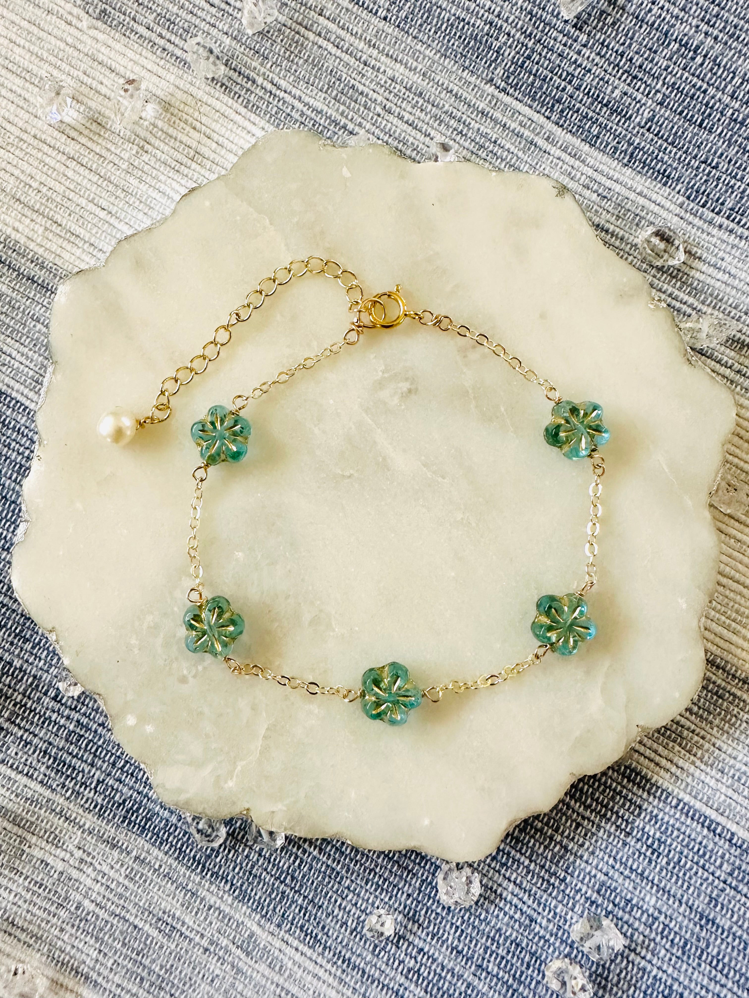 Glass Flower Bracelets