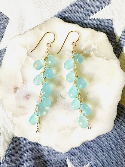 Aqua Mint Chalcedony Drop Earrings - Lehua Hawaii Jewelry LLC