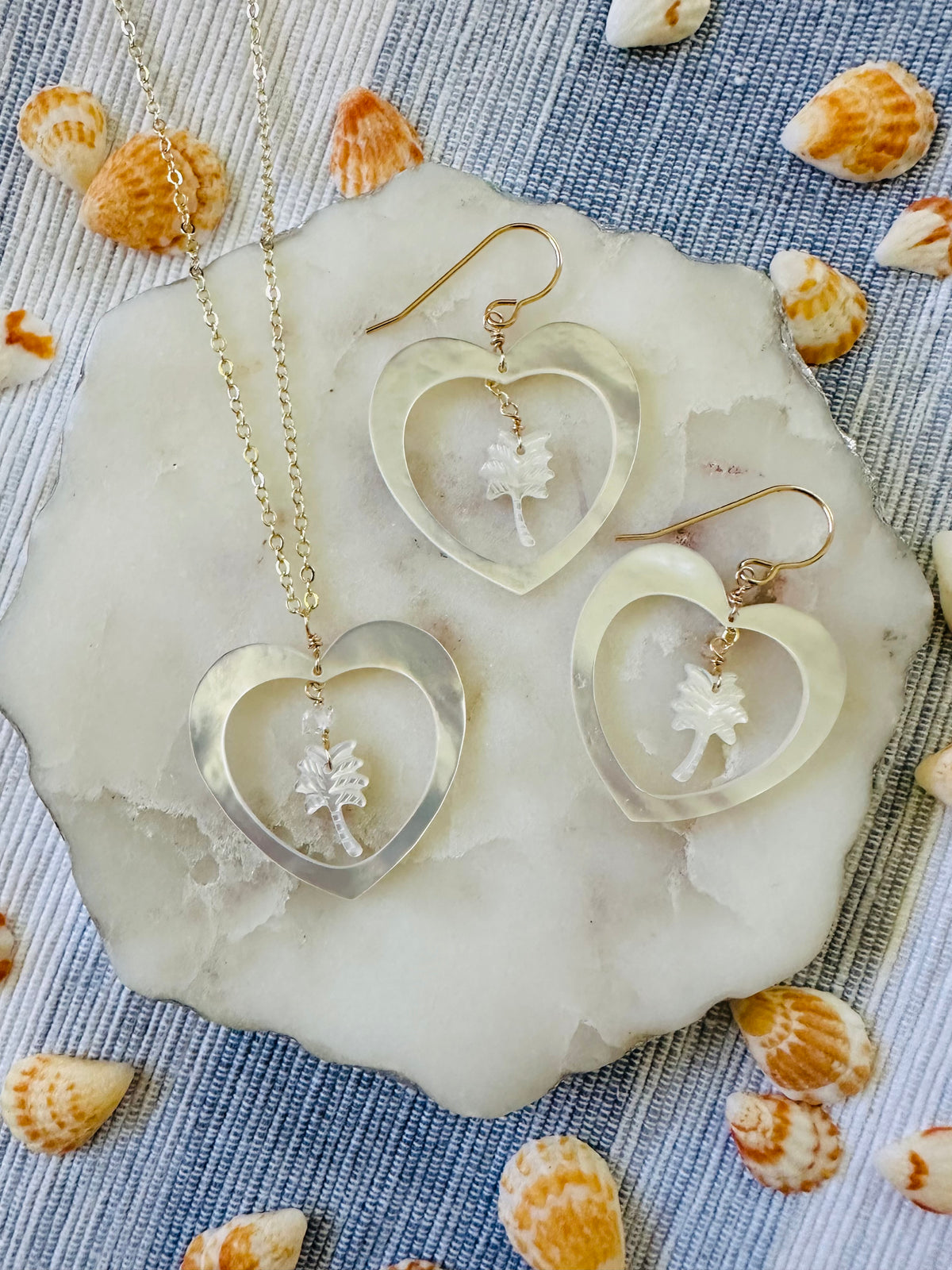 Heart & Palm Tree Earrings