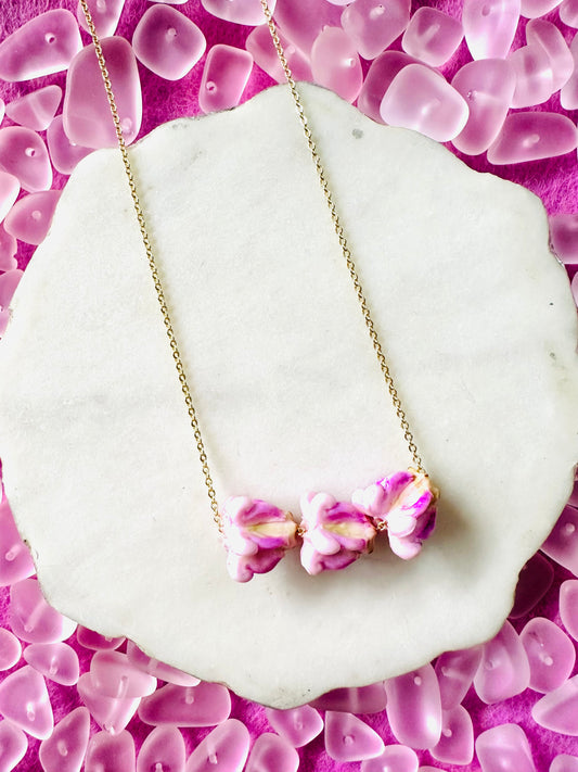 Pink Crown Flower Necklace