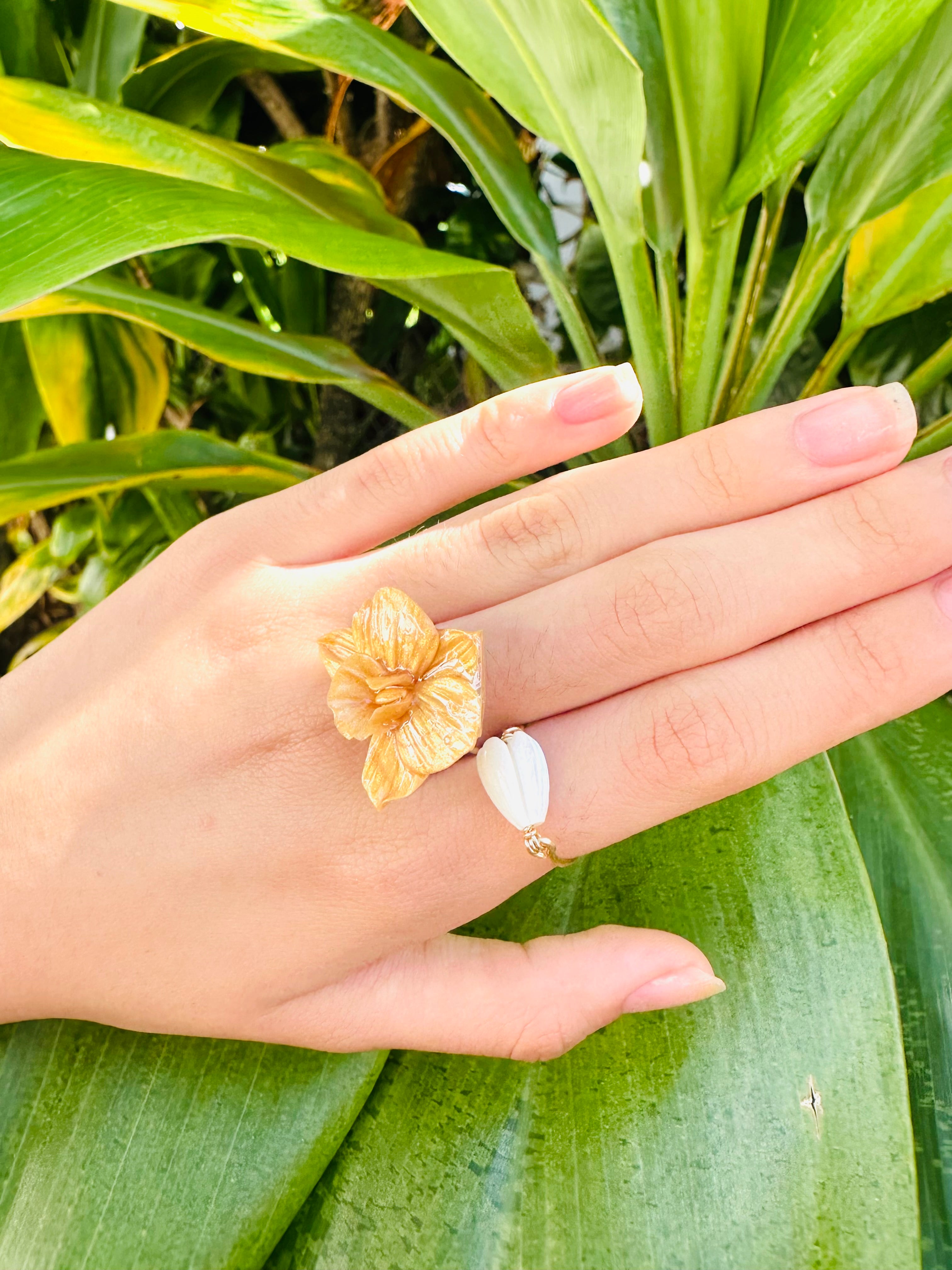 Gold Orchid Ring