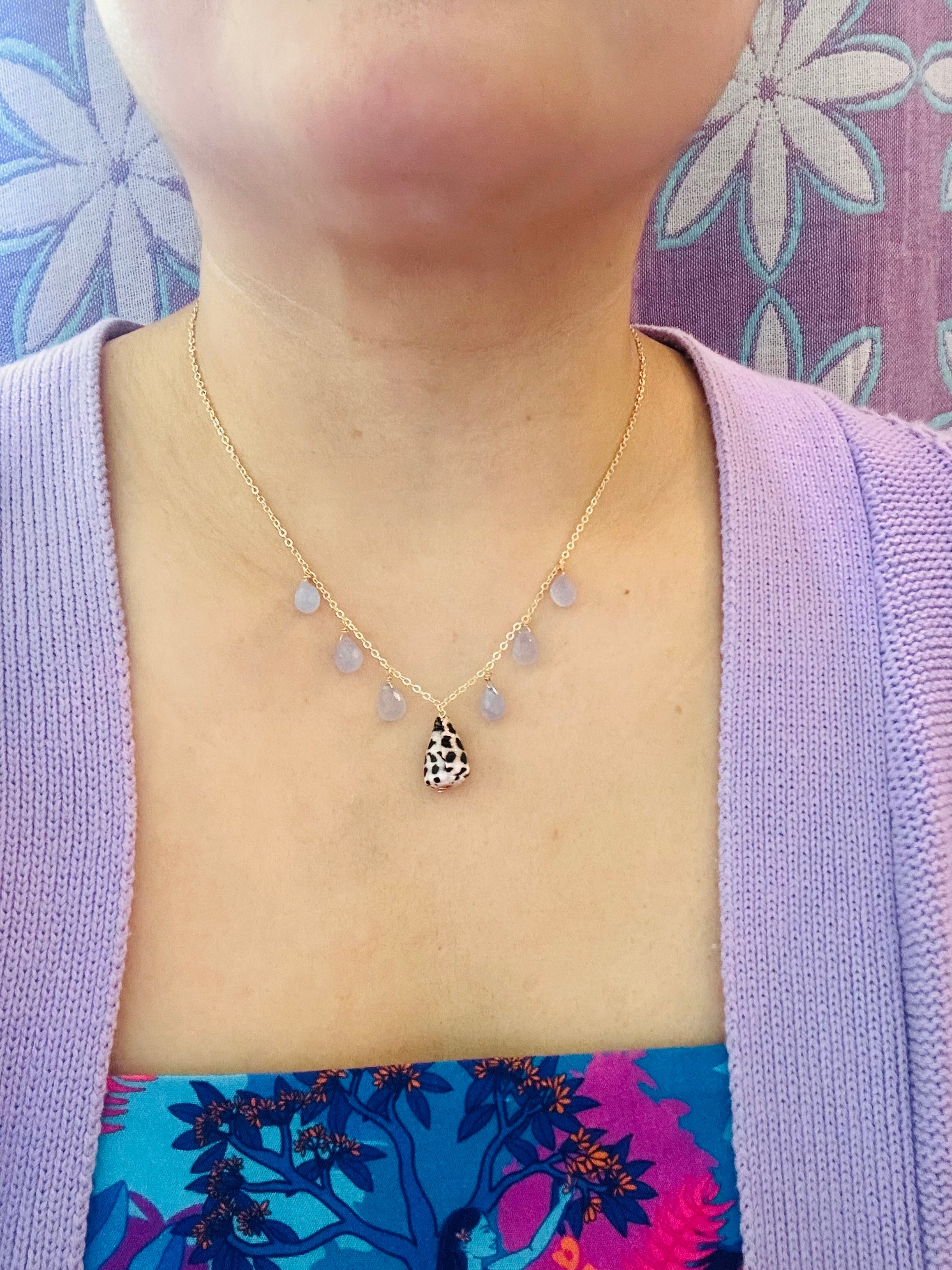 Hebrew Conw Shell & Chalcedony Necklaces