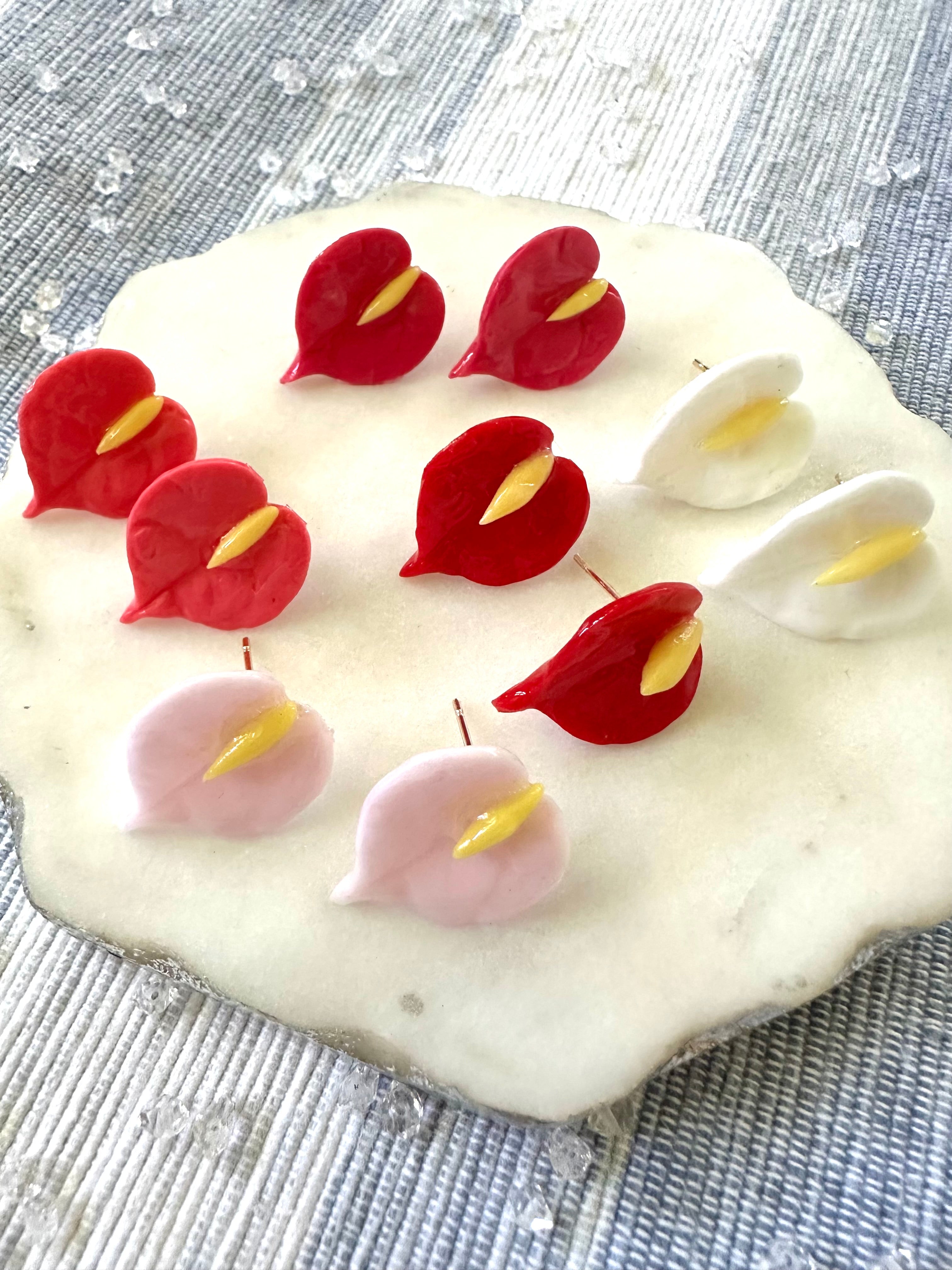 Mini Anthurium Stud Earrings