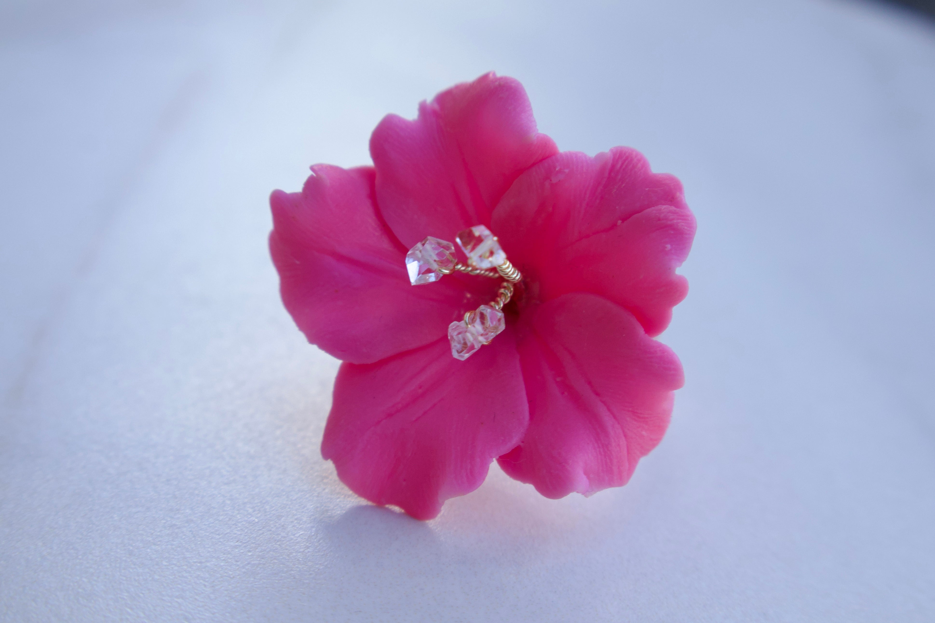 Herkimer Diamond Hibiscus Rings