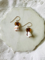 Vintage Glass Brown Bow Shell Earrings