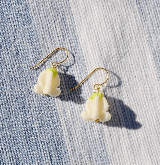 White Crown Flower Earrings - Lehua Hawaii Jewelry LLC