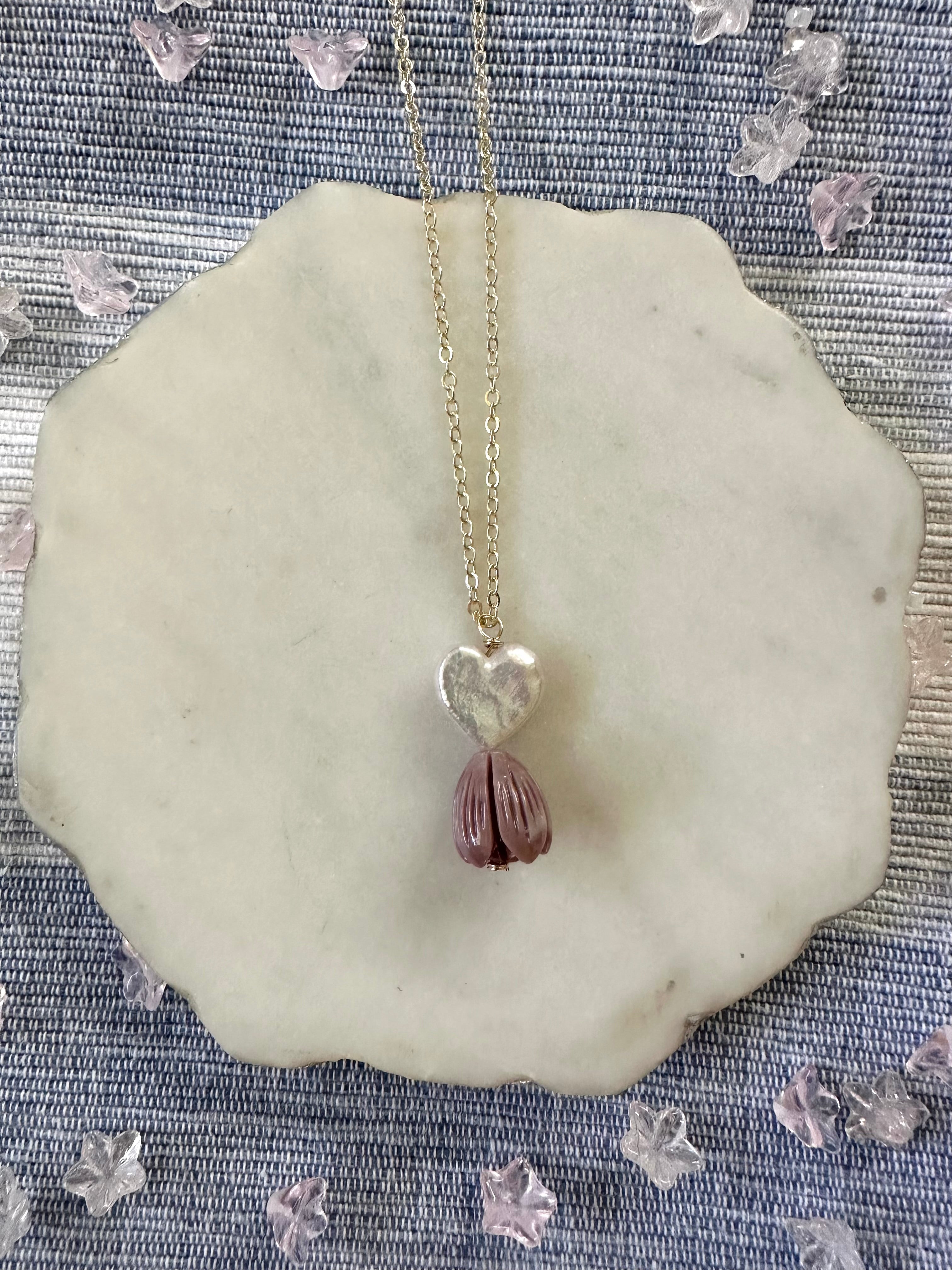 Pearl Heart & Mocha Pikake Necklaces
