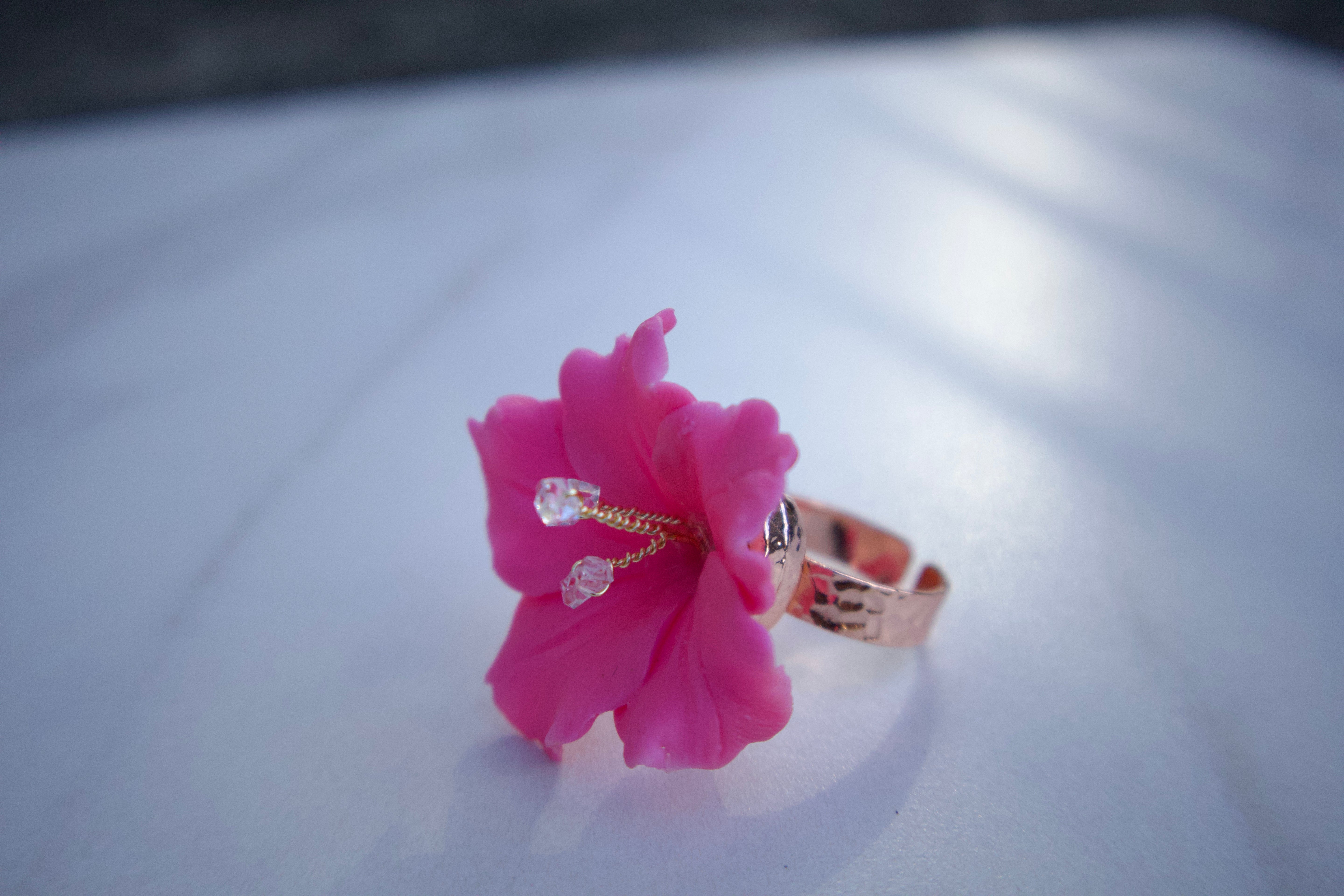 Herkimer Diamond Hibiscus Rings