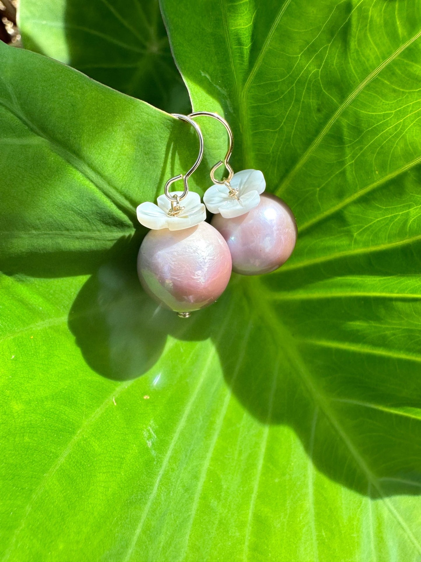 Purple Pearl Flower Earrings - Lehua Hawaii Jewelry LLC