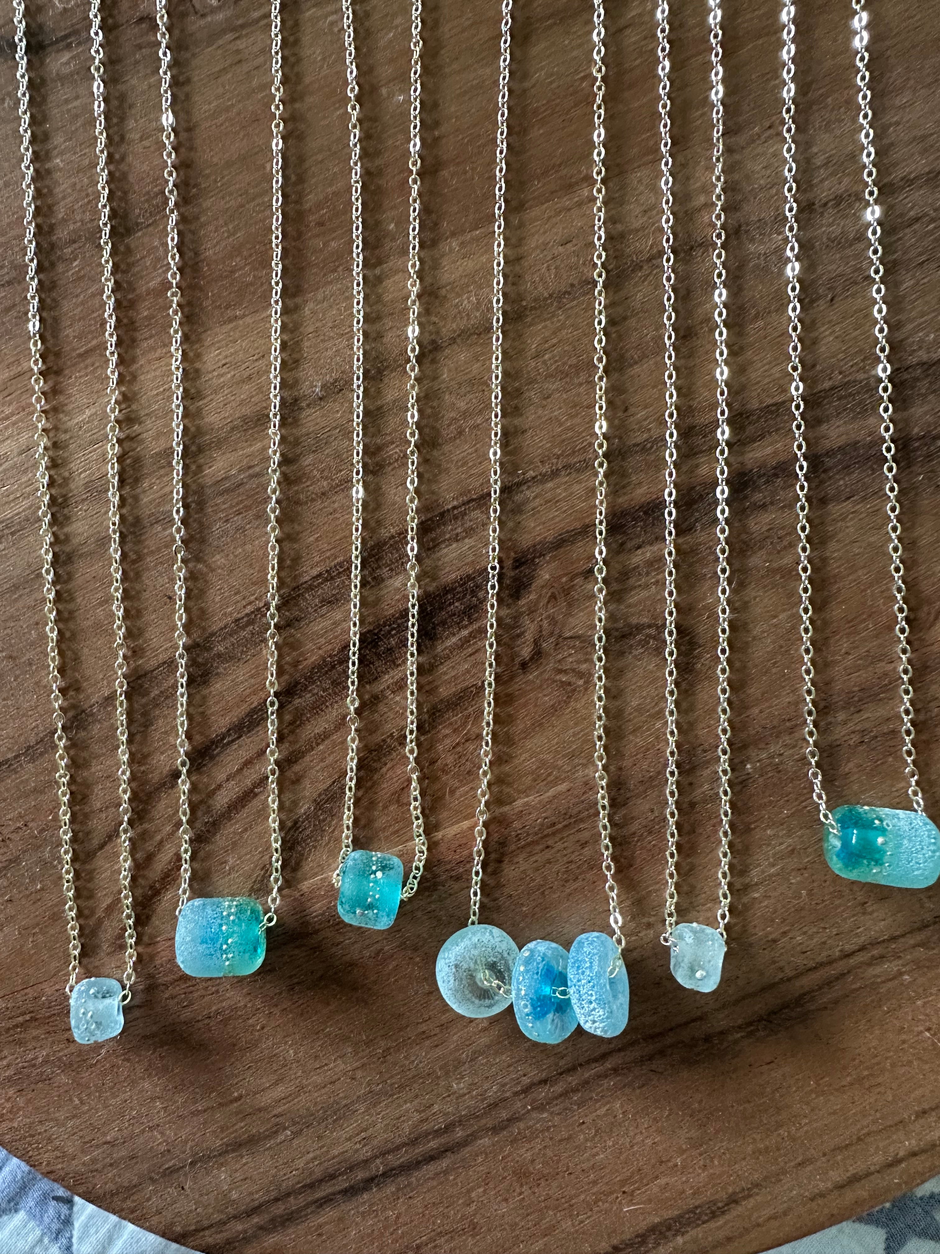 Aqua Glass Necklaces