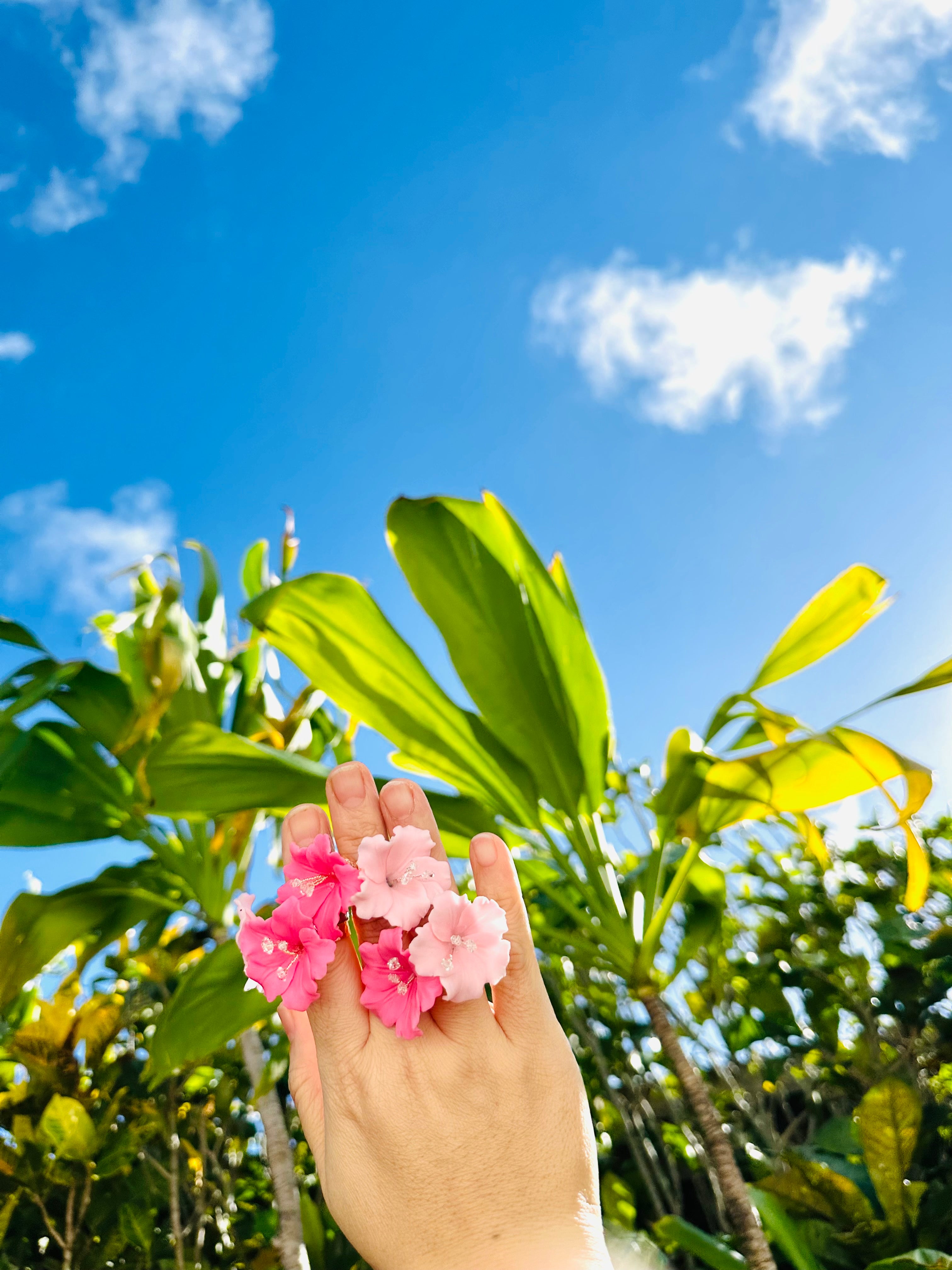 Herkimer Diamond Hibiscus Rings