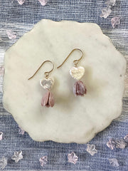 Pearl Heart & Mocha Pikake Earrings