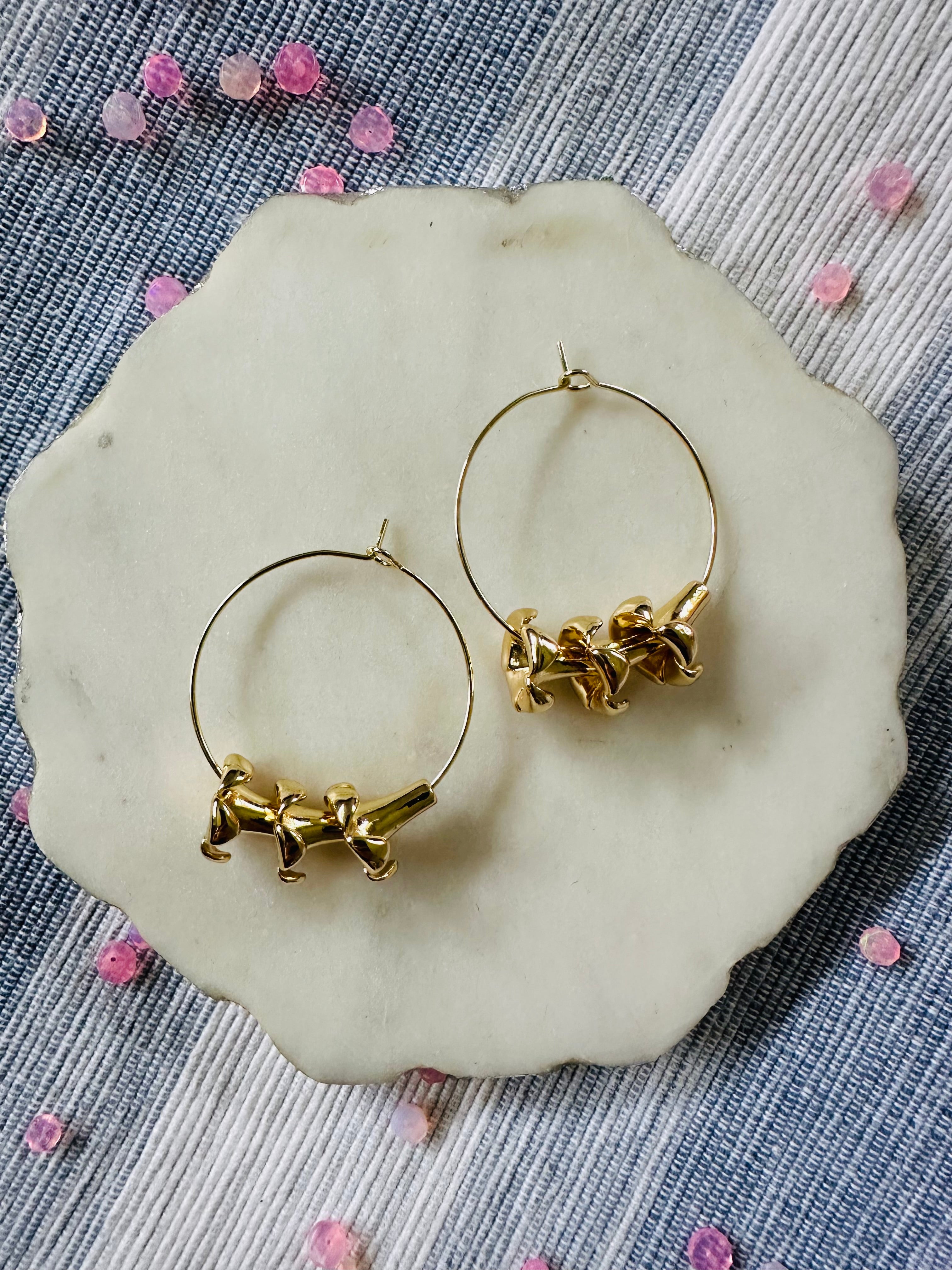 Triple Gold Puakenikeni Hoops