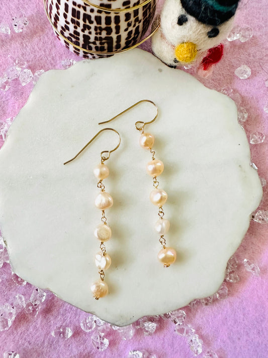 Coral Orange Pearls Earrings