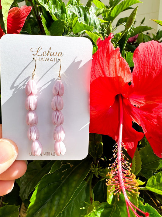 Lavender Purple Pua Pikake Earrings - Lehua Hawaii Jewelry LLC