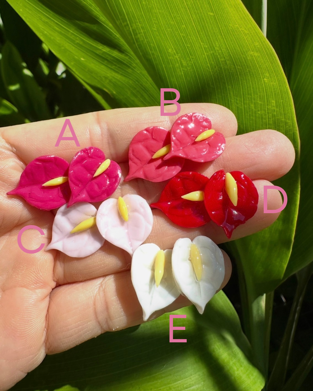 Mini Anthurium Stud Earrings