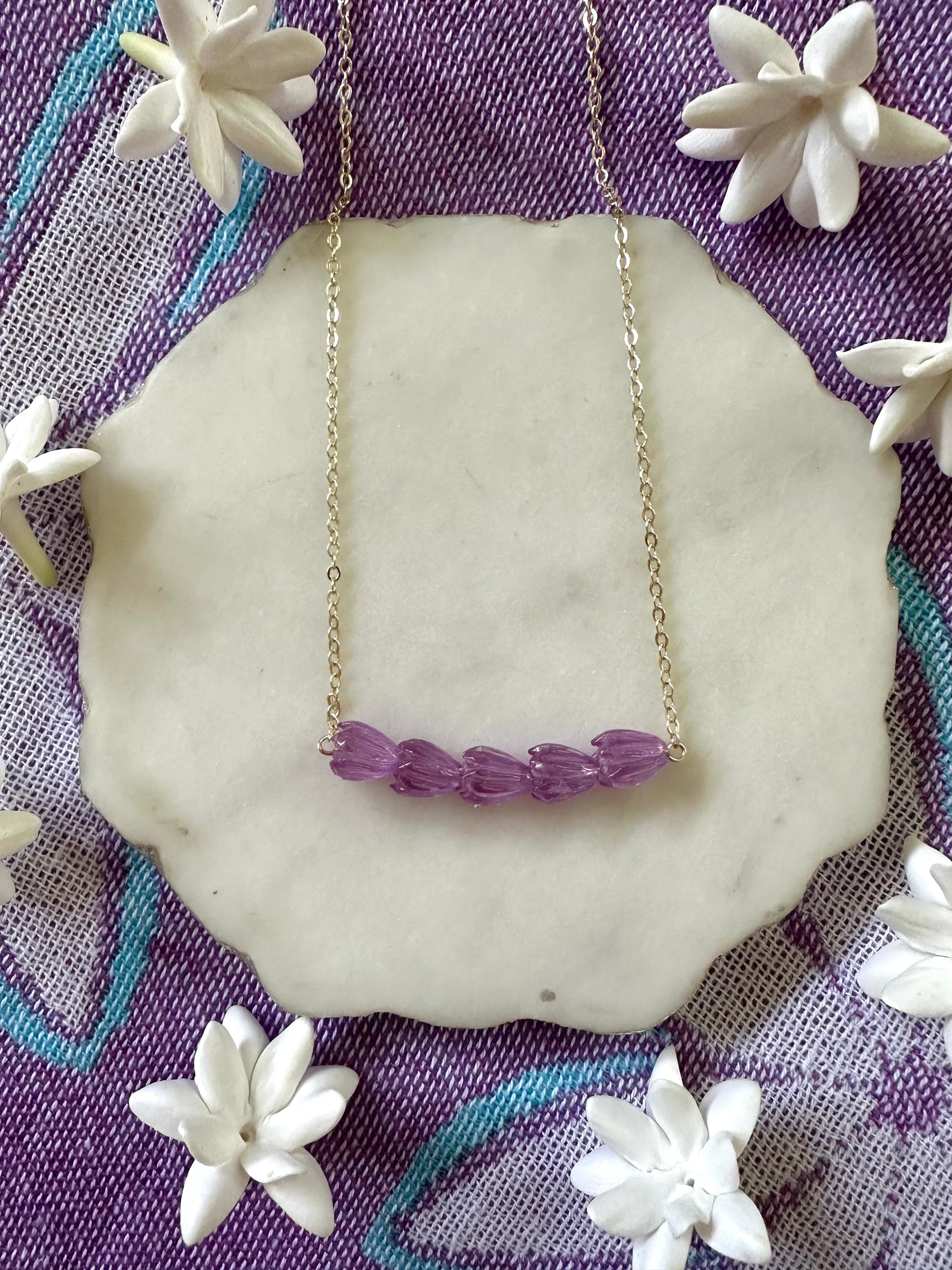 Clear Purple Pikake Necklaces