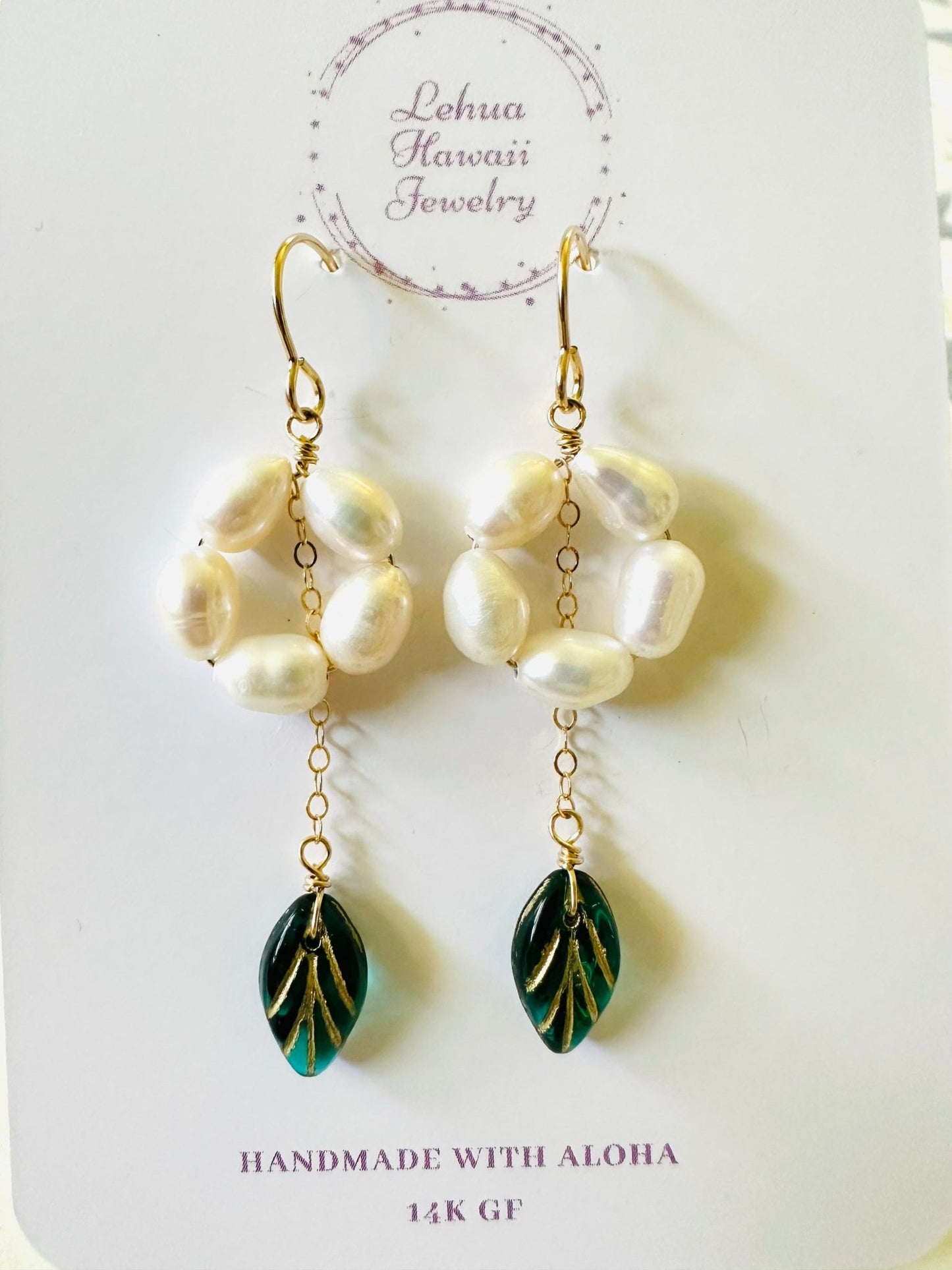 Pearl & Coral Pikake Earrings - Lehua Hawaii Jewelry LLC