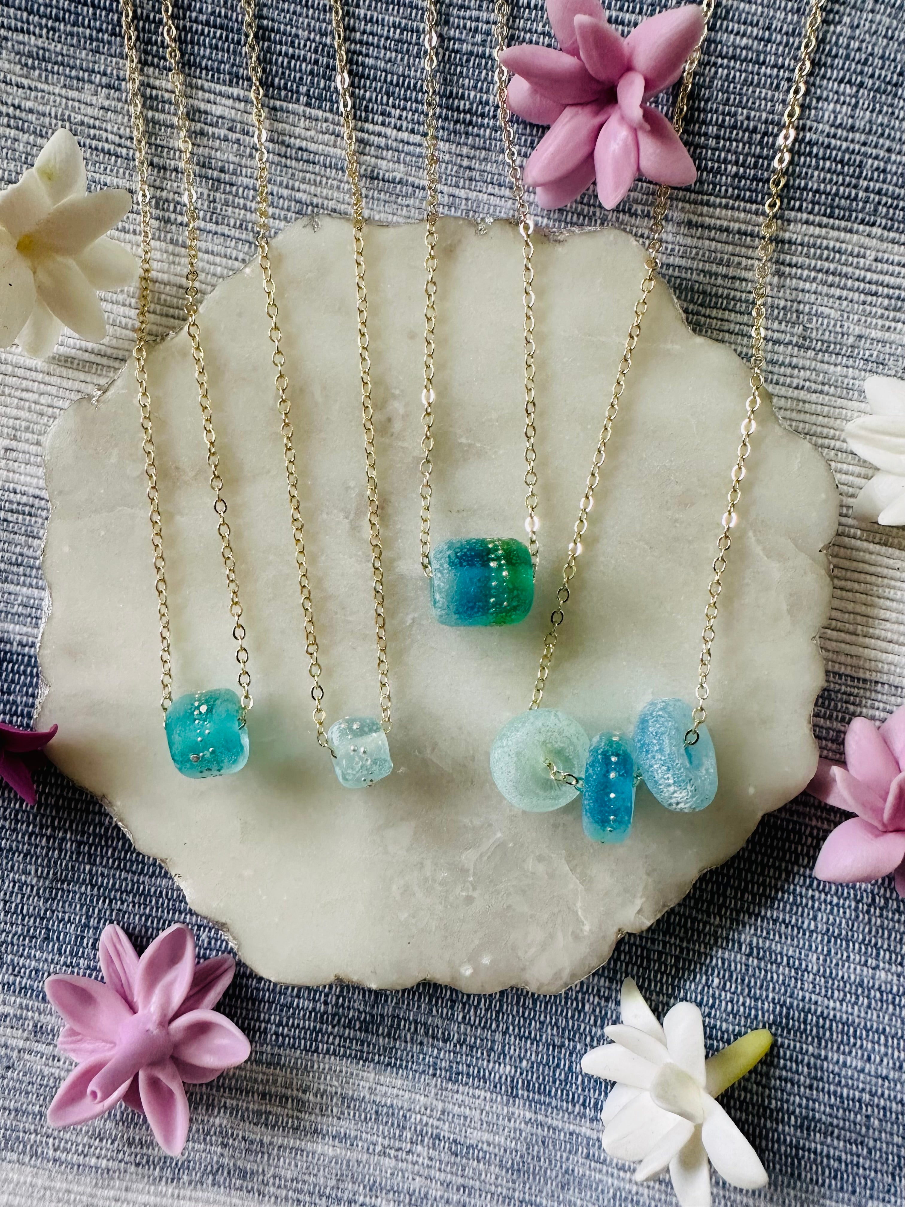 Aqua Glass Necklaces