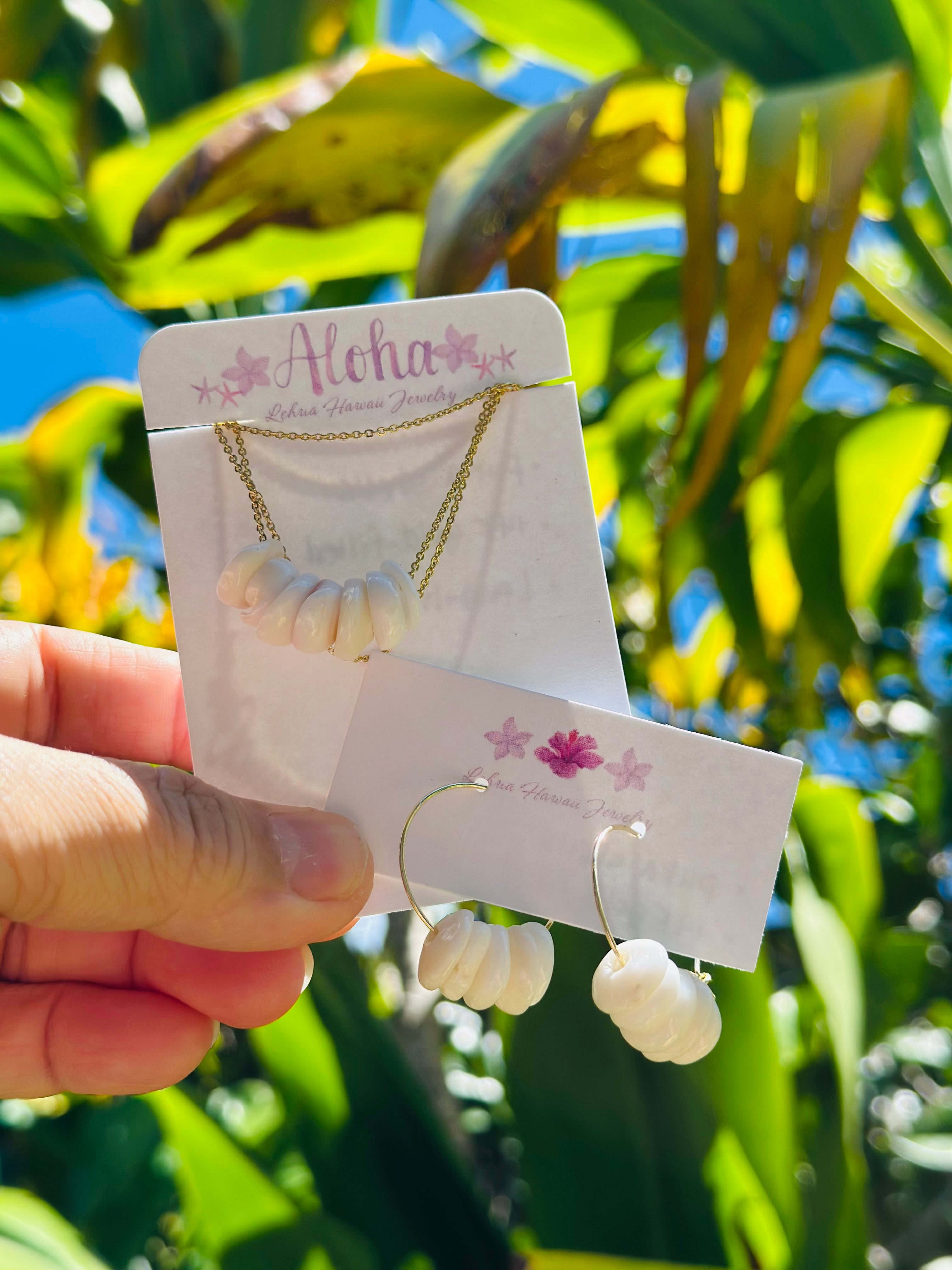 White Puka Shell Hoops