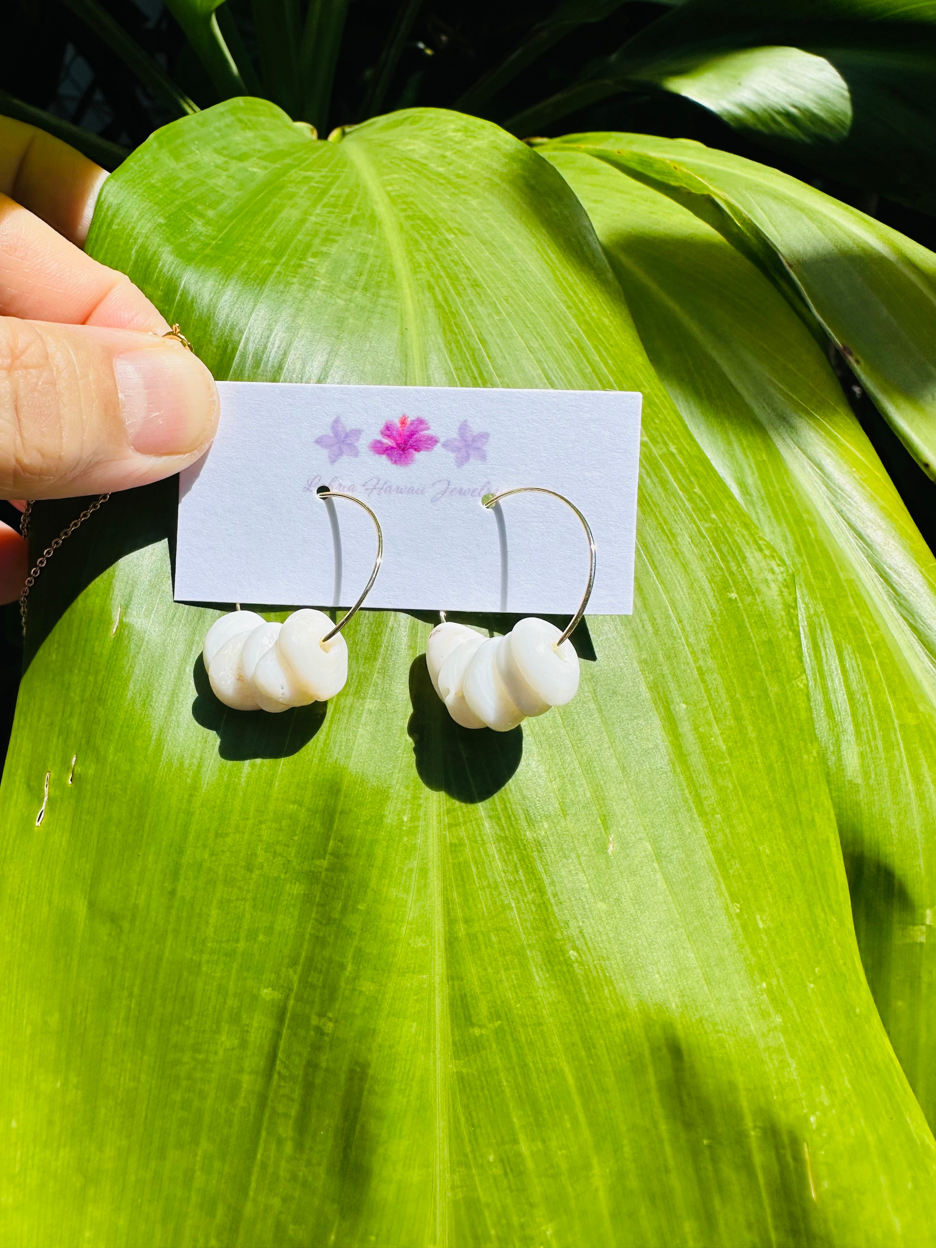 White Puka Shell Hoops