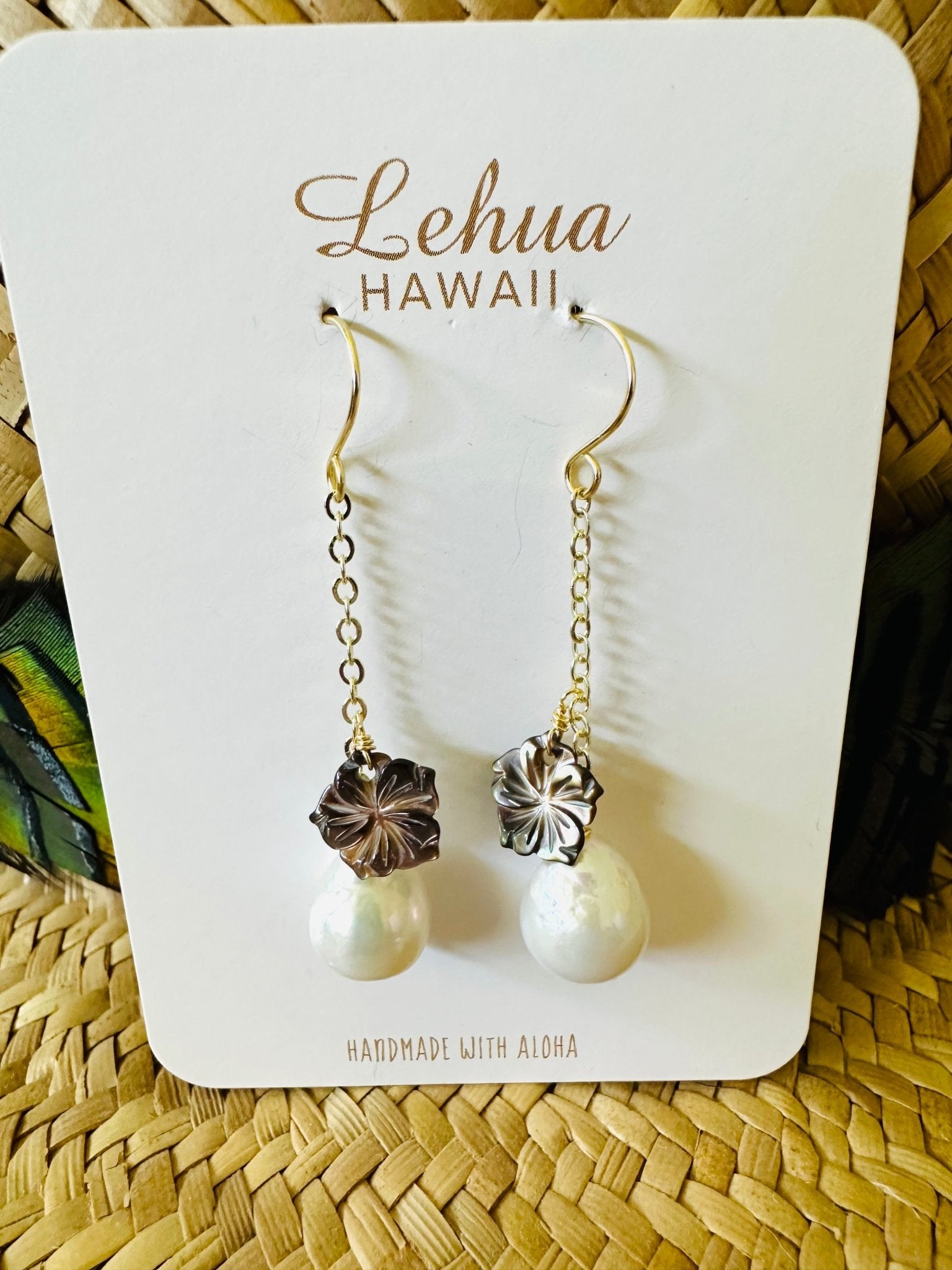 Baroque Pearl & Shell Flower Earrings - Lehua Hawaii Jewelry LLC