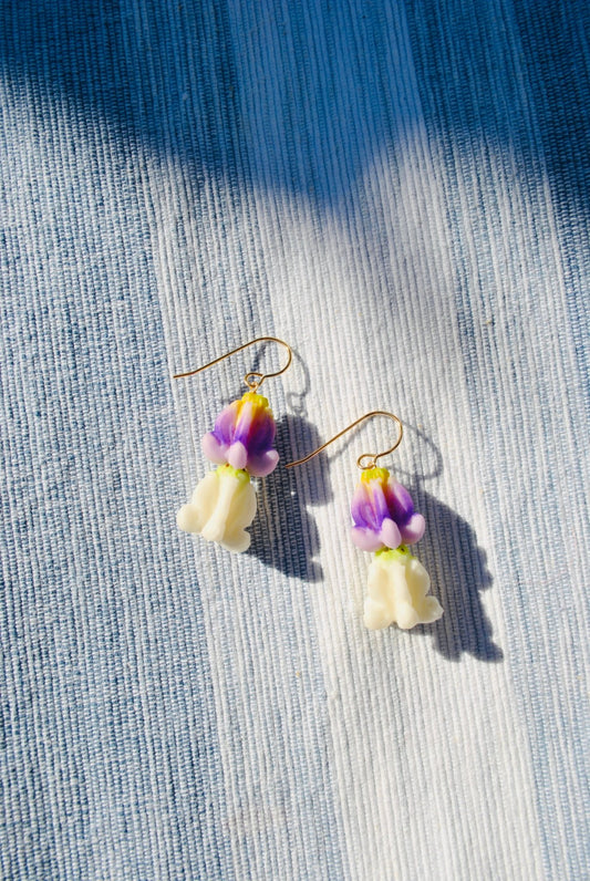 White & Purple Crown Earrings - Lehua Hawaii Jewelry LLC