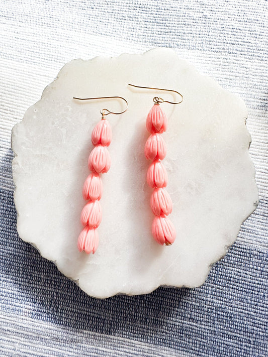 Coral Orange Pikake Earrings - Lehua Hawaii Jewelry LLC