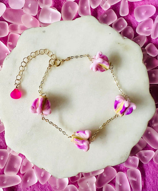 Pink Crown Flower Bracelet