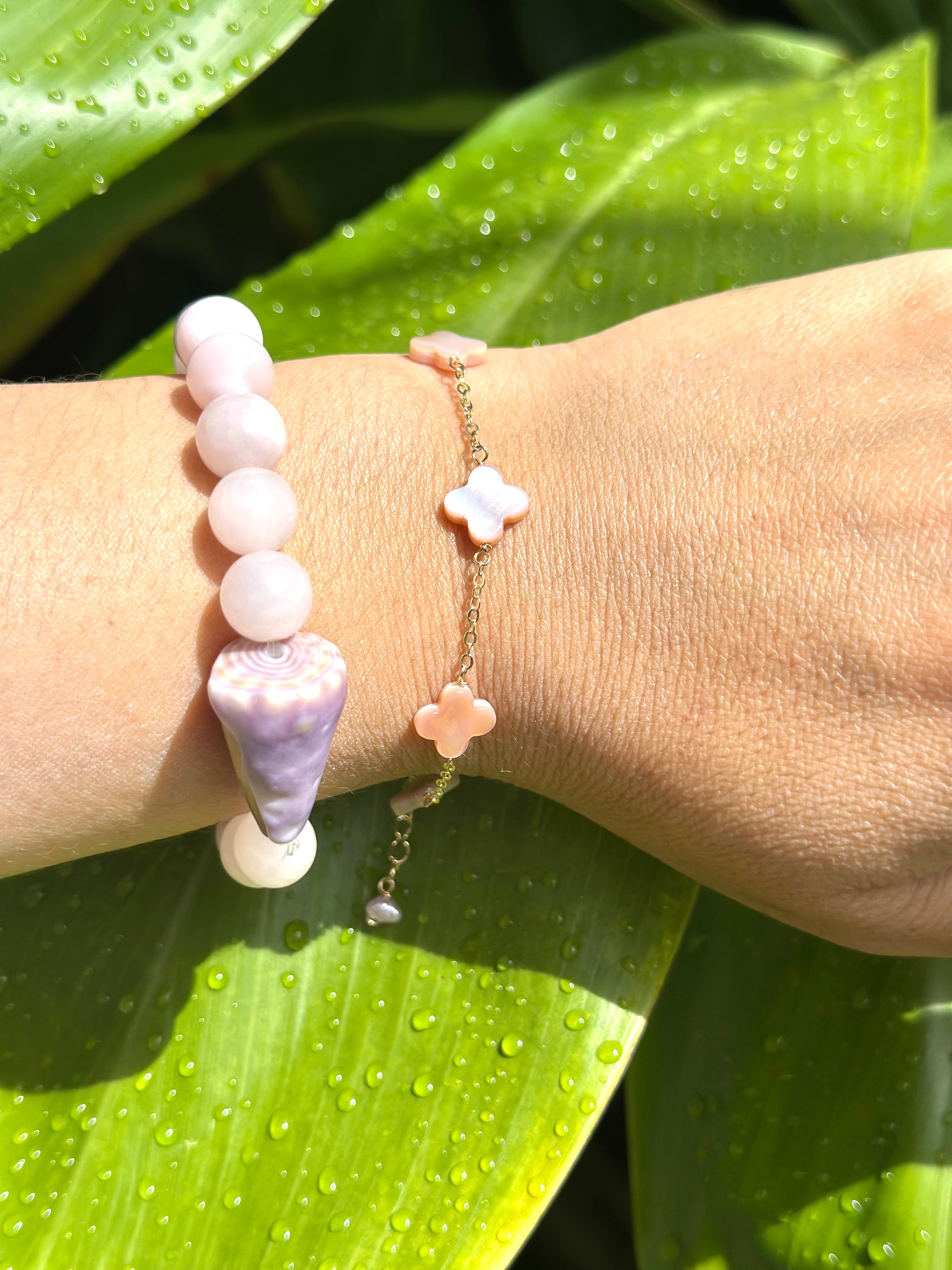 Pink Clover Shell Bracelets