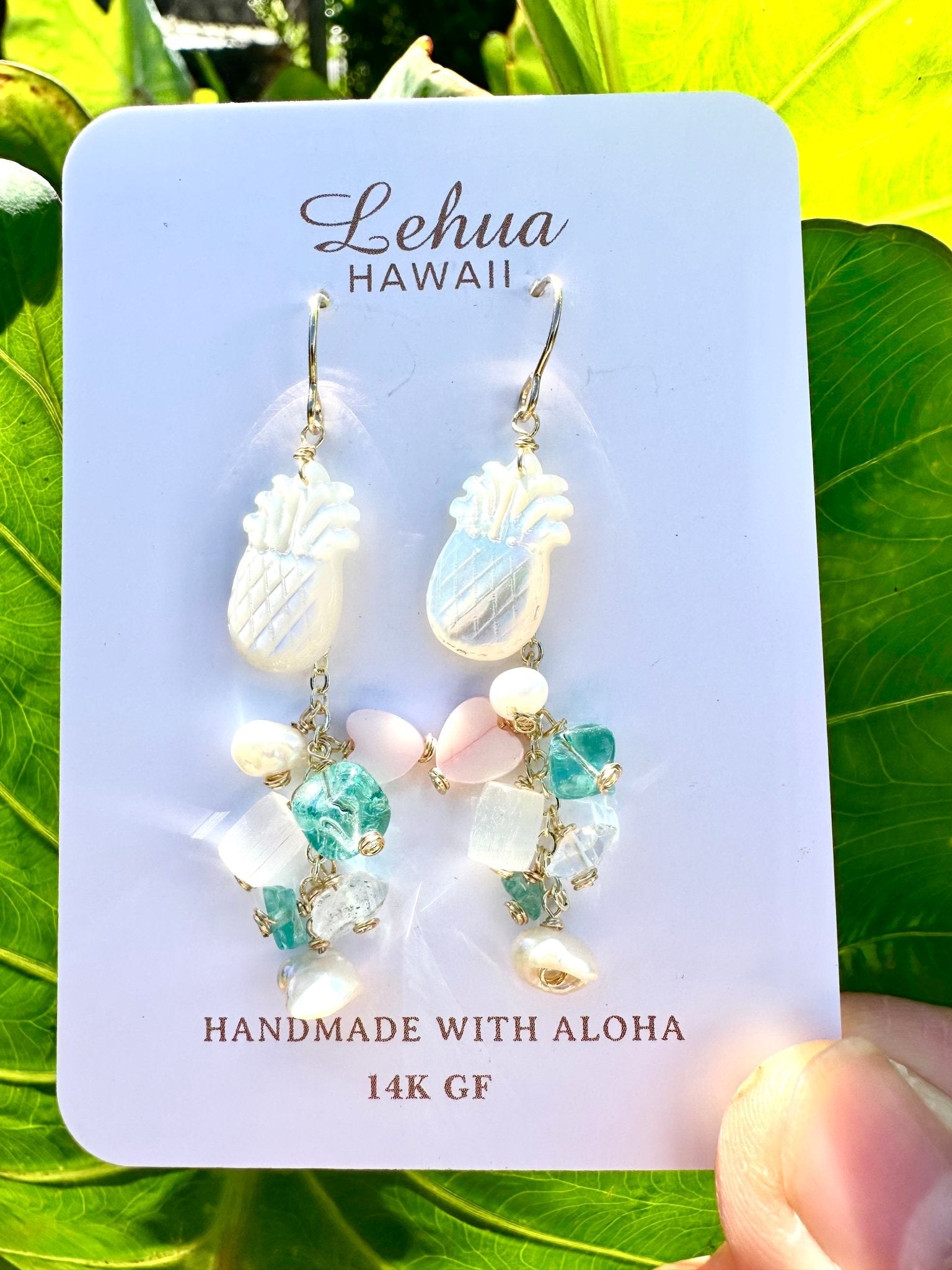 Pineapple & Vintage Glass Earrings - Lehua Hawaii Jewelry LLC