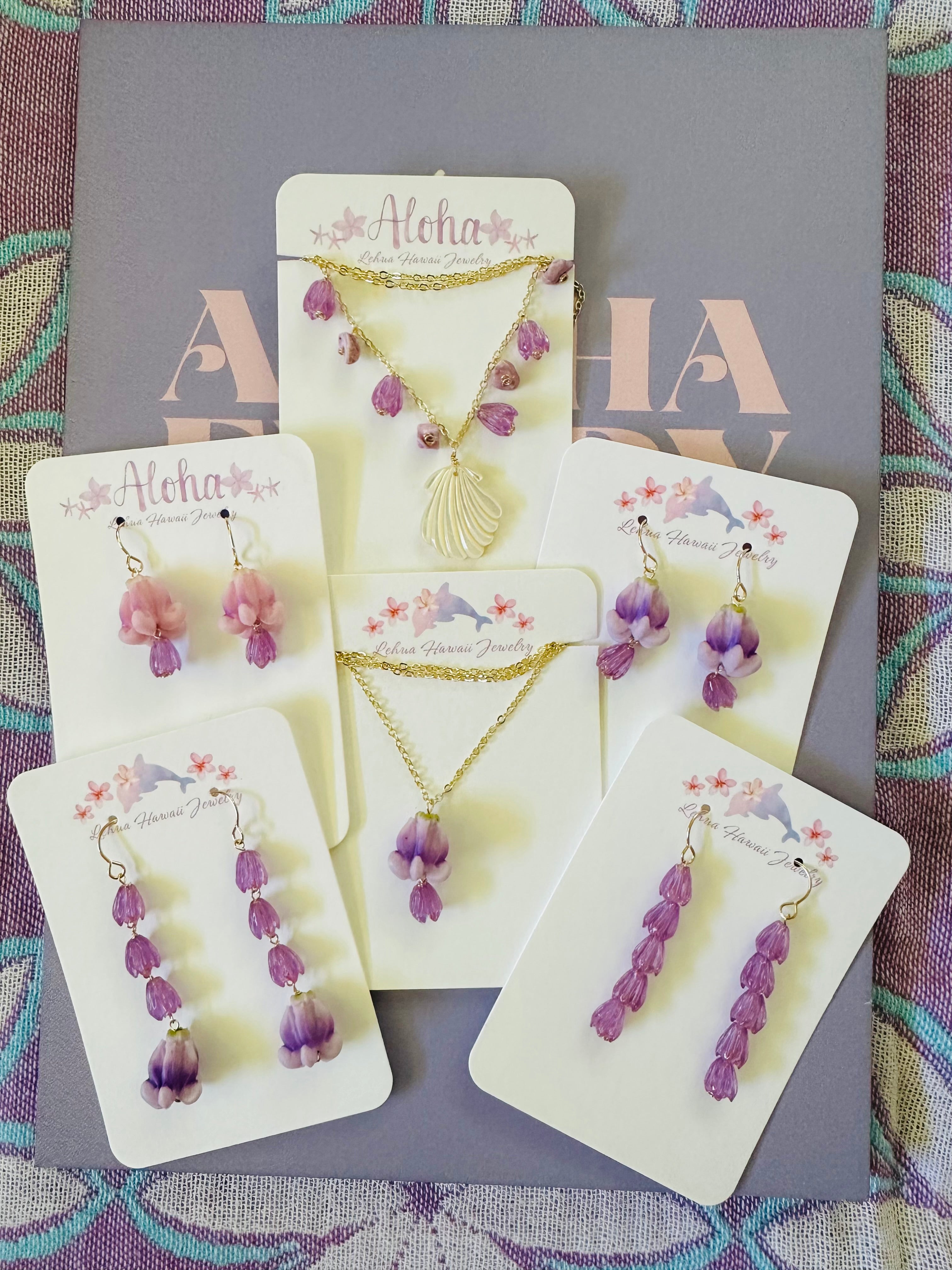 Clam Shell & Purple Pikake Necklaces