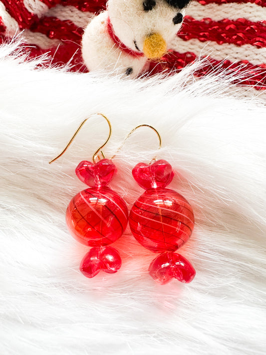 Red Glass Candy Earrings