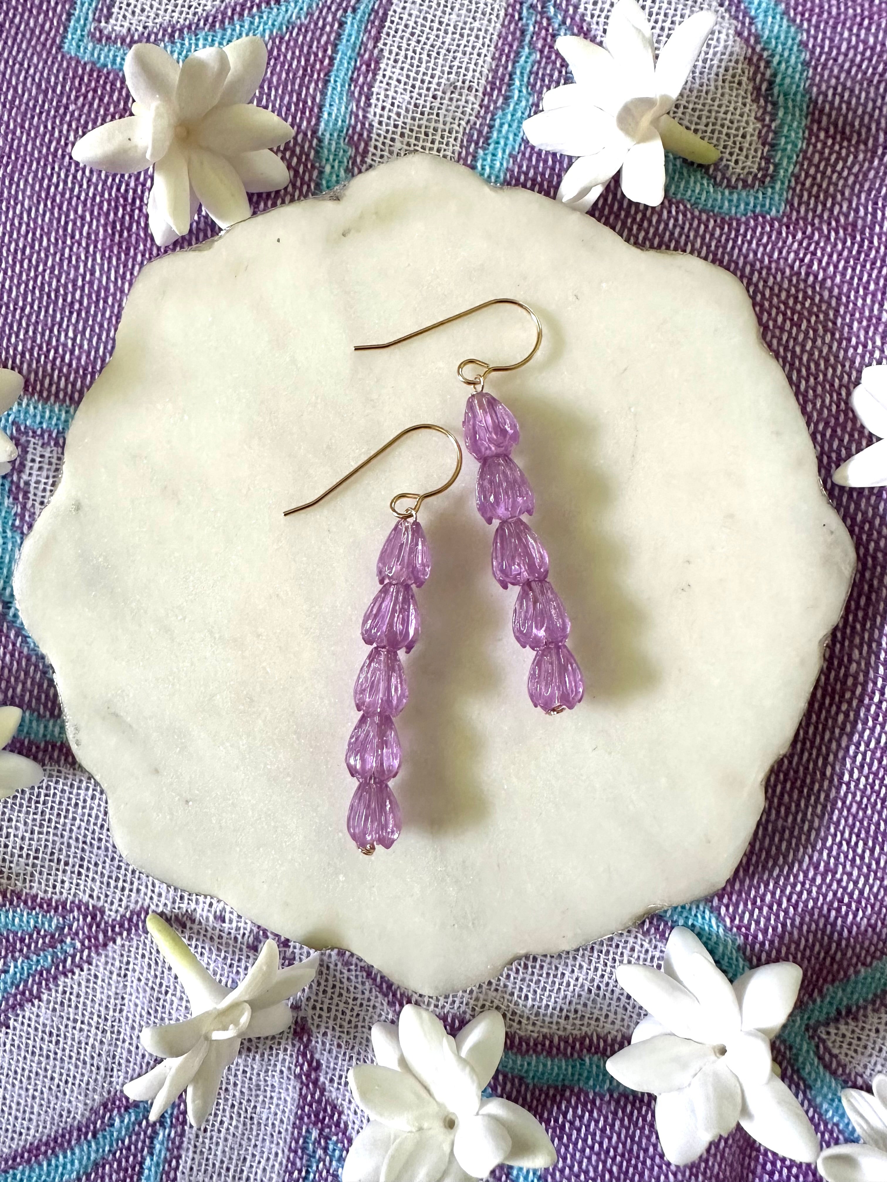 Purple Clear Pikake Earrings