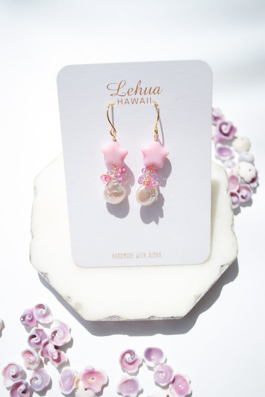Pink Star & Crystal Candy Earrings