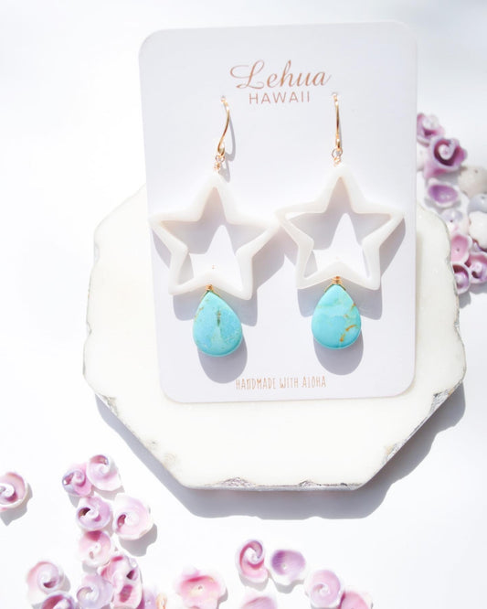 Star Shell & Arizona Turquoise Earrings
