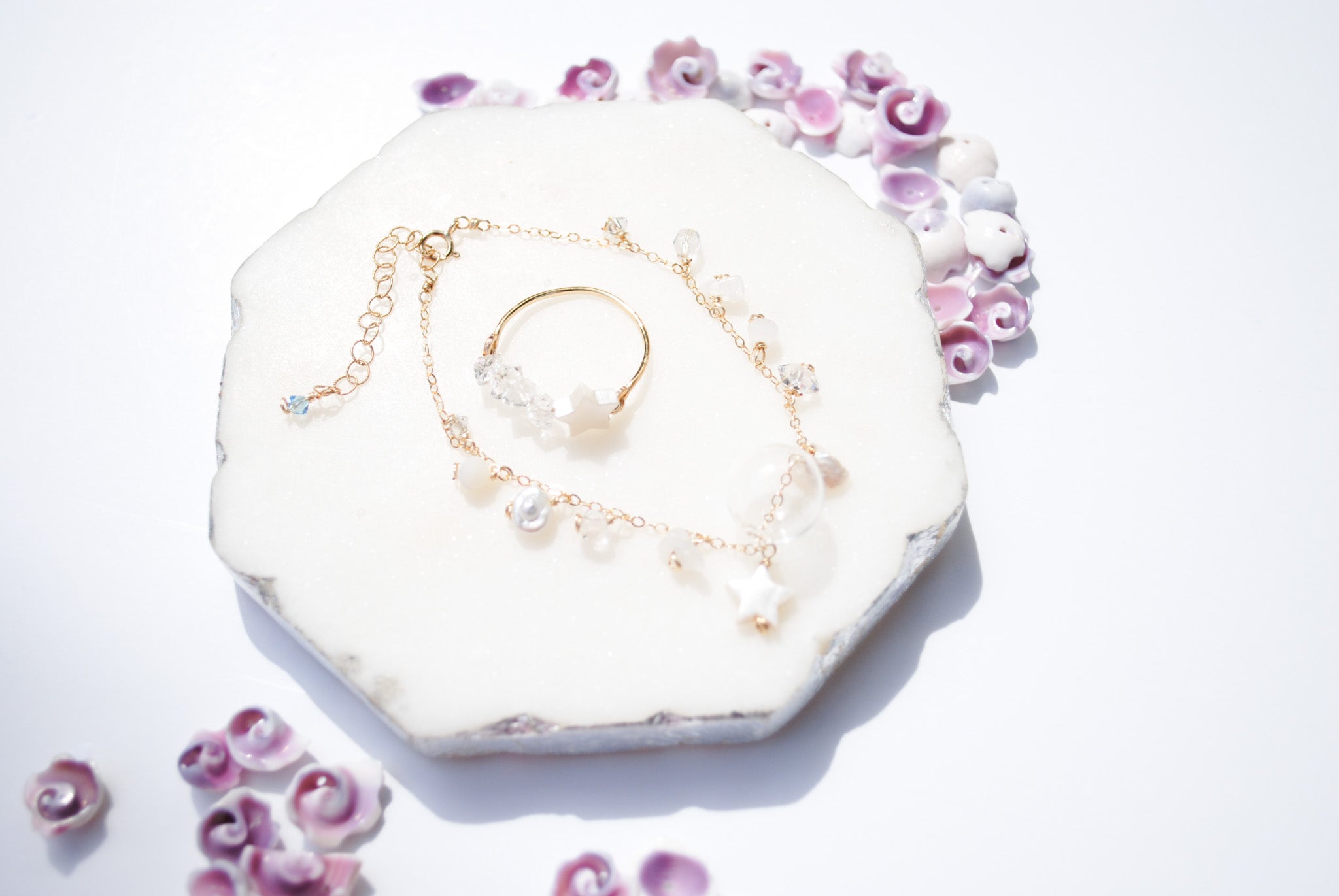 Clear White Shinny Glass Bracelet - Lehua Hawaii Jewelry LLC