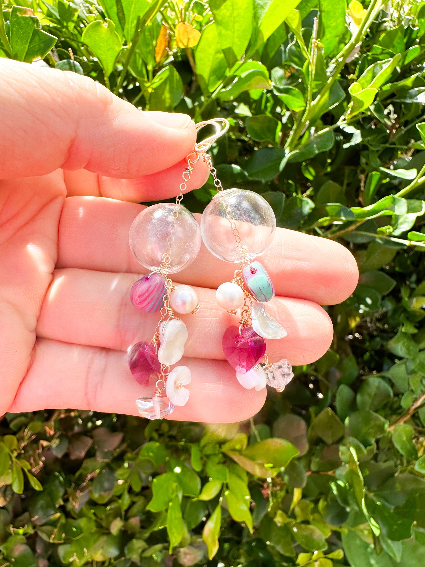 Crystal Heart Glass Earrings