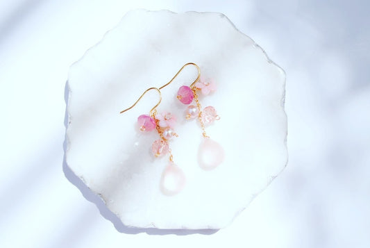 Pink Conch Shell & Pink Glass Earrings - Lehua Hawaii Jewelry LLC