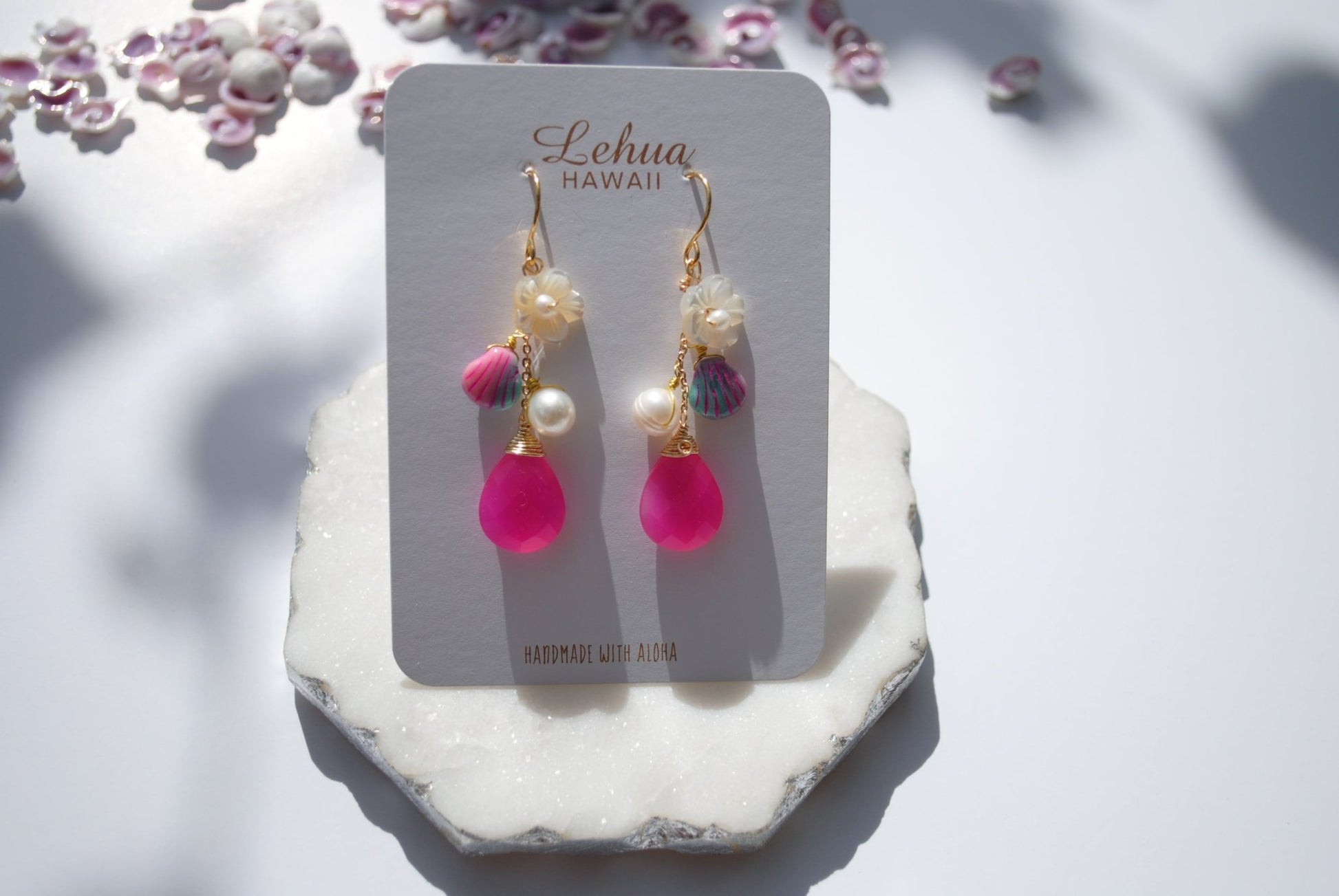 Rose Pink Gem Earrings - Lehua Hawaii Jewelry LLC