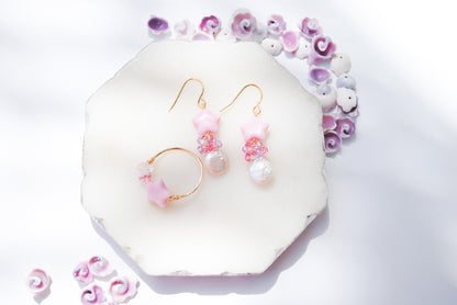 Pink Star & Crystal Candy Earrings
