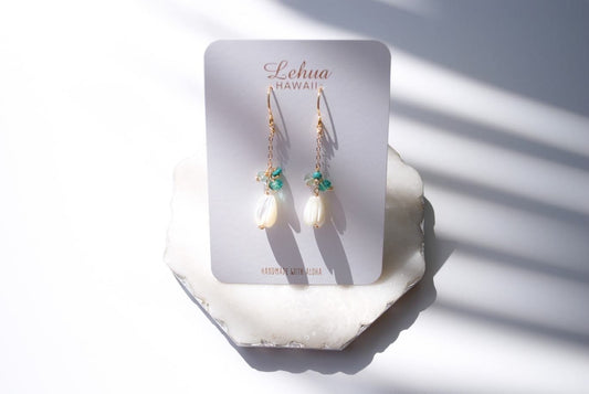 Pikake Flower & Gems Earrings - Lehua Hawaii Jewelry LLC