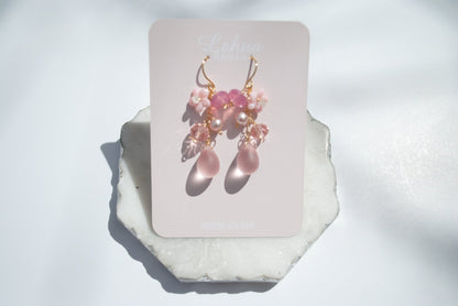 Pink Conch Shell & Pink Glass Earrings - Lehua Hawaii Jewelry LLC