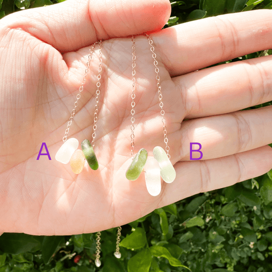 Triple Sea Glass Necklace - Lehua Hawaii Jewelry LLC