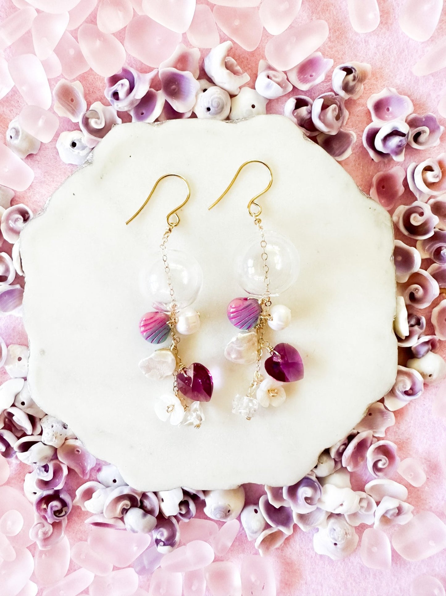 Crystal Heart Glass Earrings - Lehua Hawaii Jewelry LLC