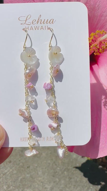 Shell Flower & Pastel Drop Earrings